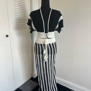 Crochet two piece set top with maxi skirt